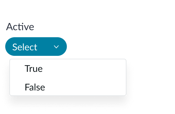 Shows the dropdown for selecting true/false filter values