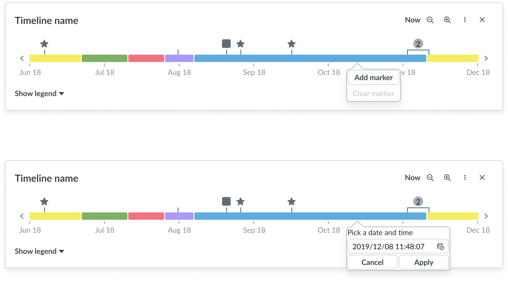 The user right-clicks on the timeline and selects Add marker to add a marker
