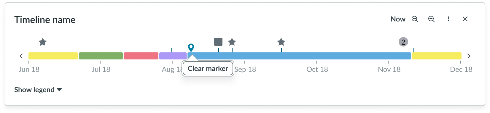 To clear a marker, the user right-clicks on the timeline and selects Clear marker