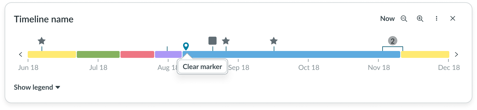 To clear a marker, the user right-clicks on the timeline and selects Clear marker