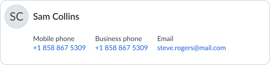 consumer name on contact card