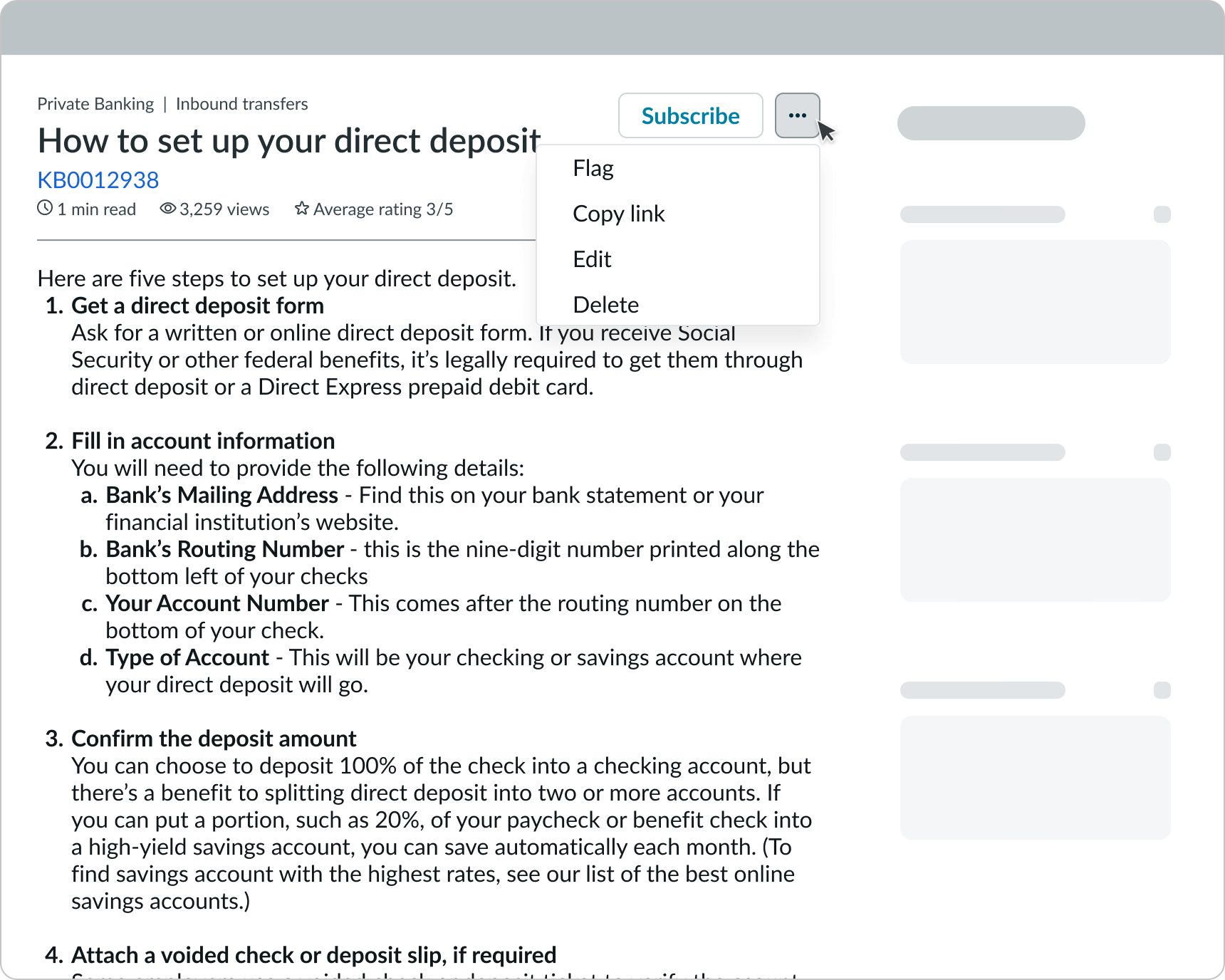  Knowledge content overflow action within header component