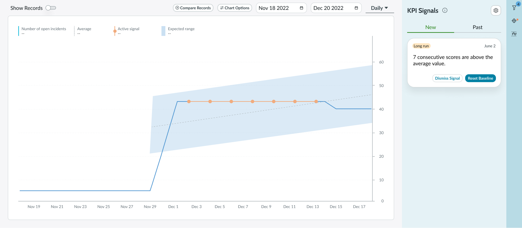 contextual side panel with signals button selected and signals sidebar