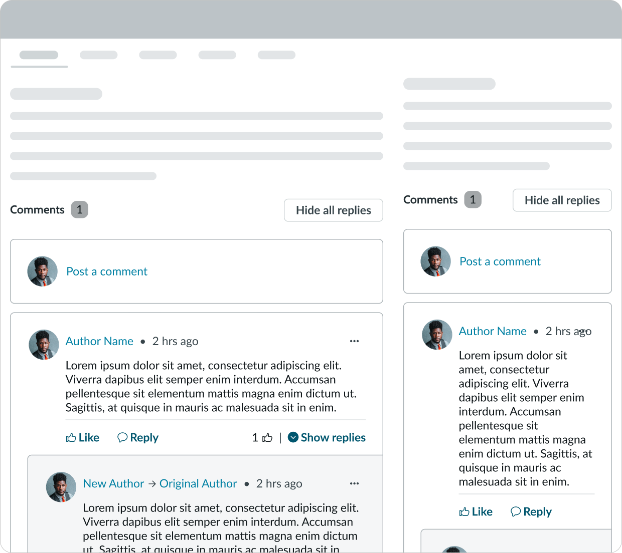  multiple nested comment components appearing on one page