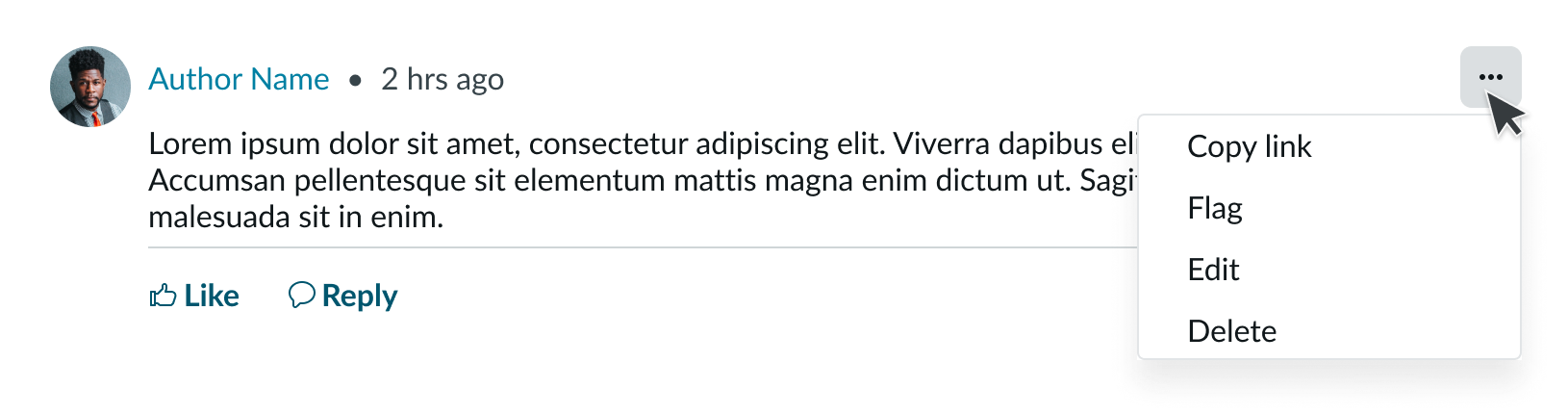 user opening the action menu to display available actions