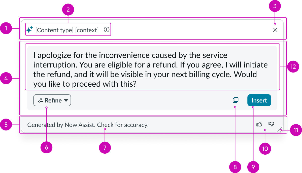 anatomy of the draggable varian'ts recommendation dialog