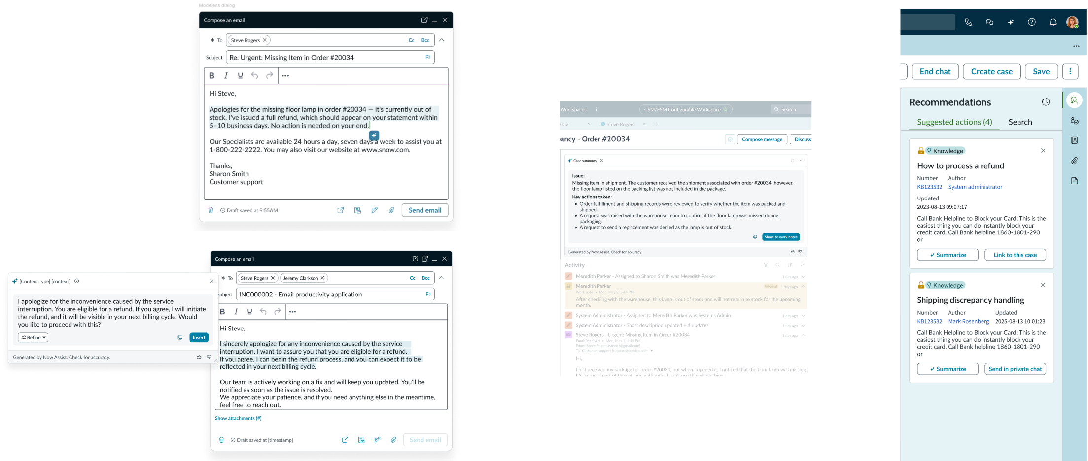 email composer component in new tab in the display