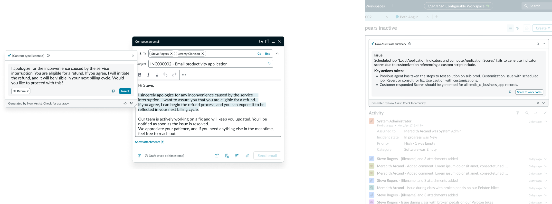 email composer component in new tab in the display