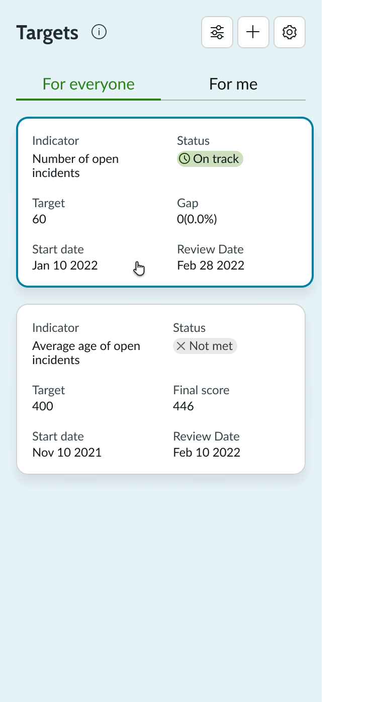 editing form for existing target cards