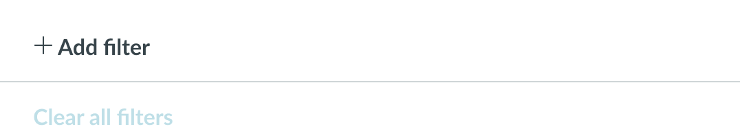 Shows initial state of filter with control for clearing filters is disabled