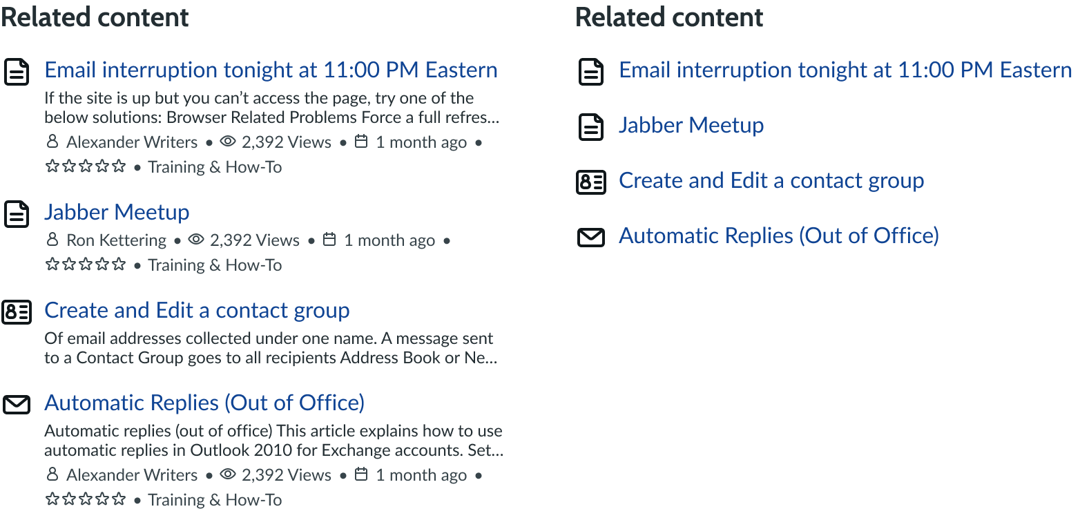 related content meta data configuration