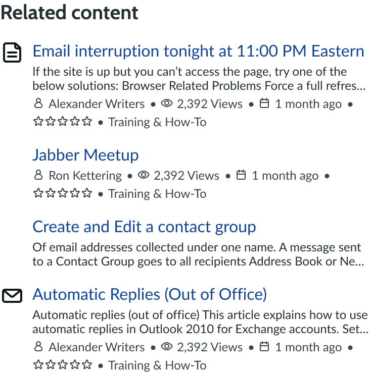  inconsistent icons on items in the related content 