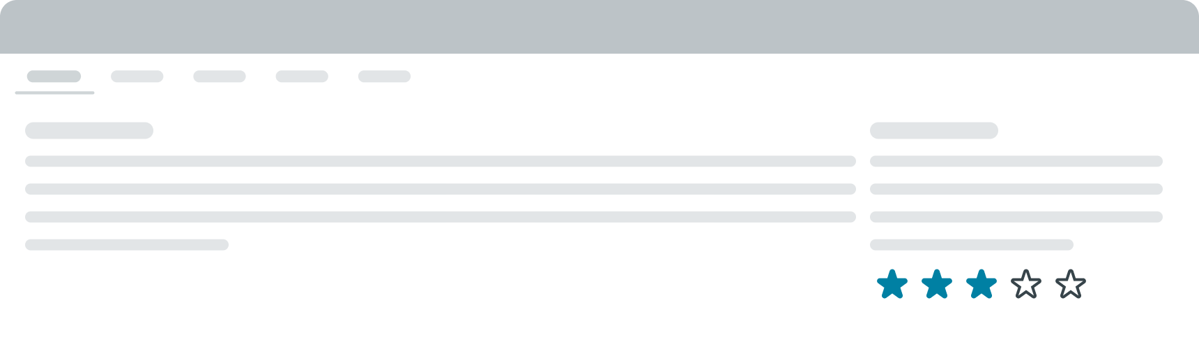 star rating arranged vertically under the content