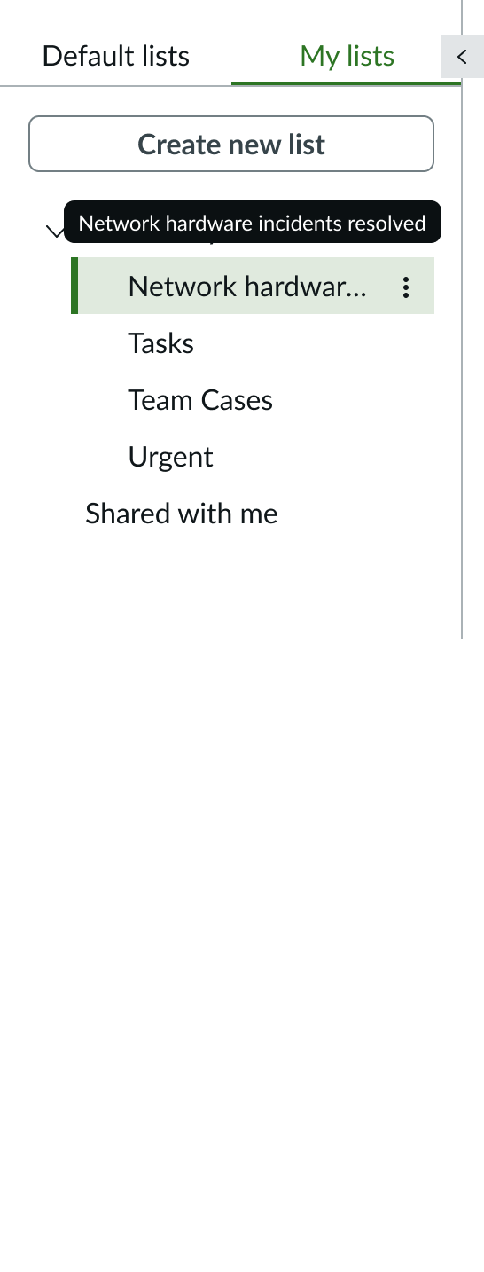 Shows how a long list title that truncated with a tooltip that shows the full content on hover