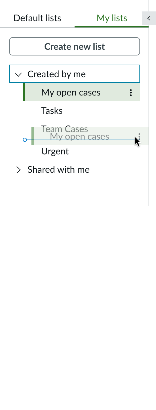 Shows how the drag and drop feature works in reoding lists in the My Lists tab