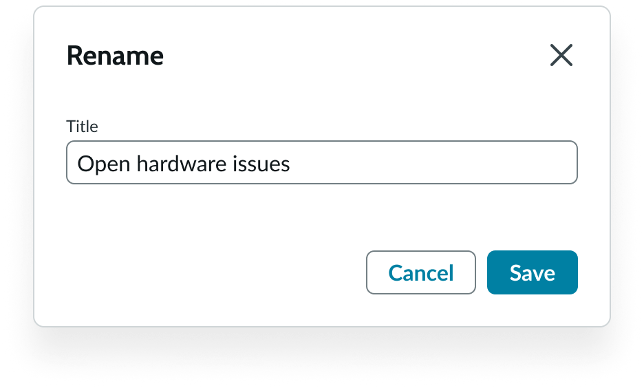 Shows the modal for editing a custom list name