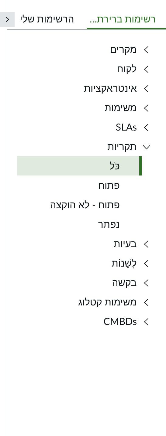 Shows the list menu displayed in a right-to-left language