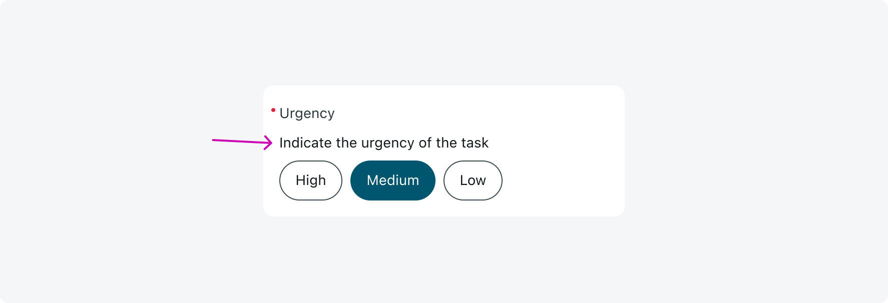 Description configured on a choice input