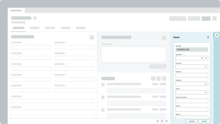 Form in a contextual side bar/panel