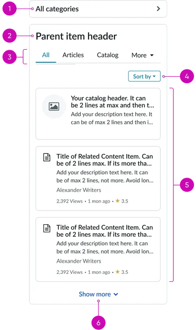 Portal browse taxonomy widget anatomy mobile