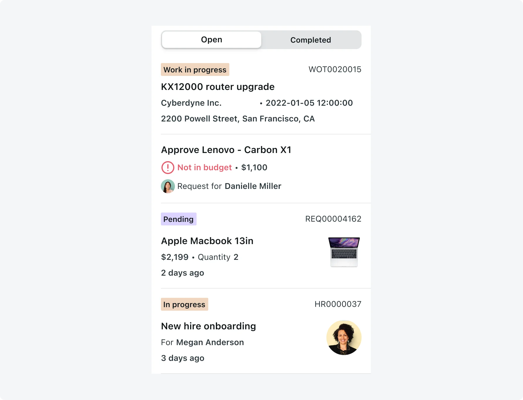 List screen segments