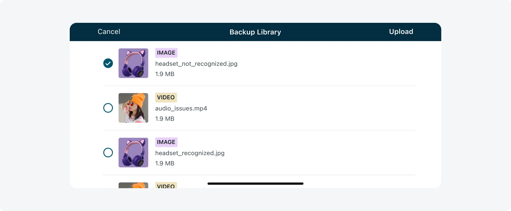 iOS landscape orientation of the backup library