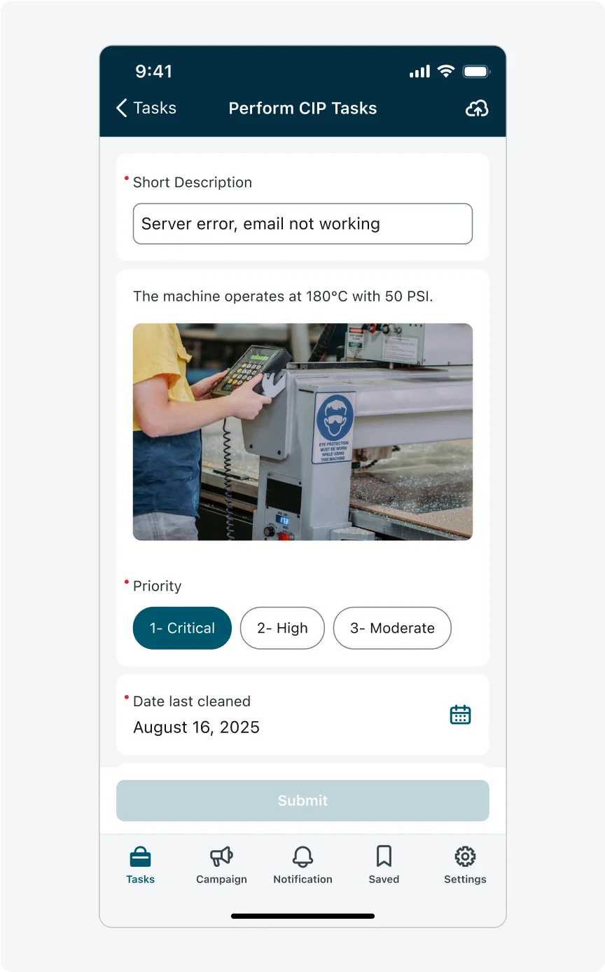 Descriptive element mapped to input in no-sections layout