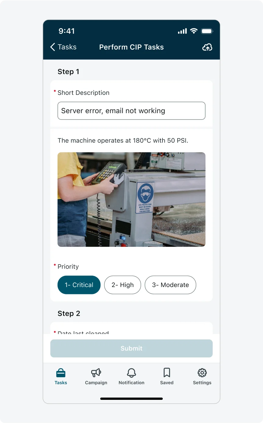 Descriptive element mapped to input in sections layout
