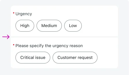 Two choice inputs combined in a section