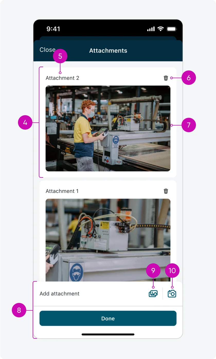 Attachments modal