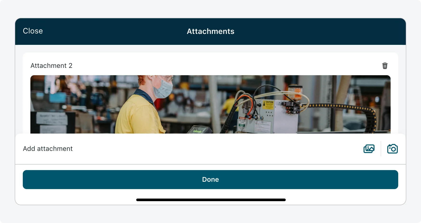 Stretched attachments modal