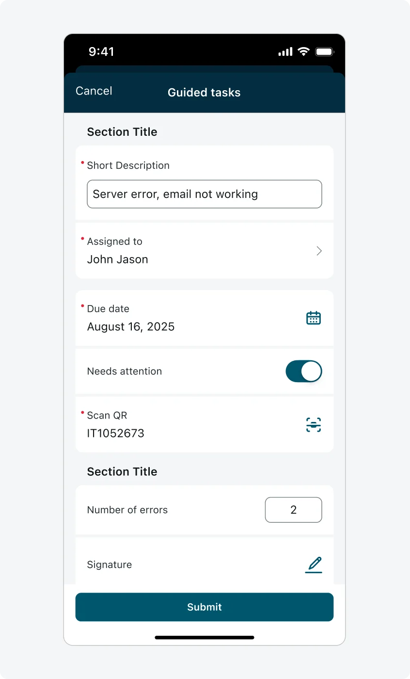 Input form modal presentation type