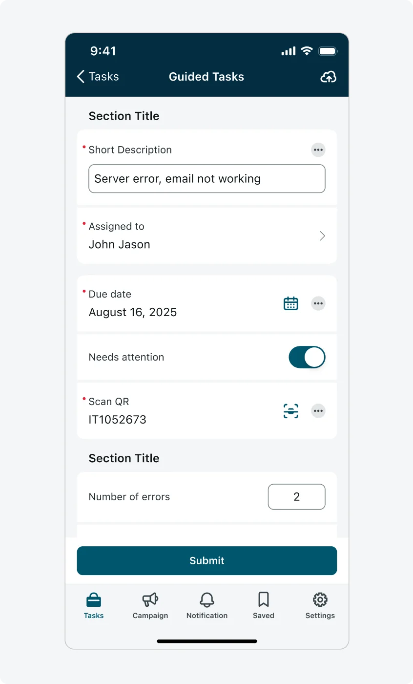 Input form one page