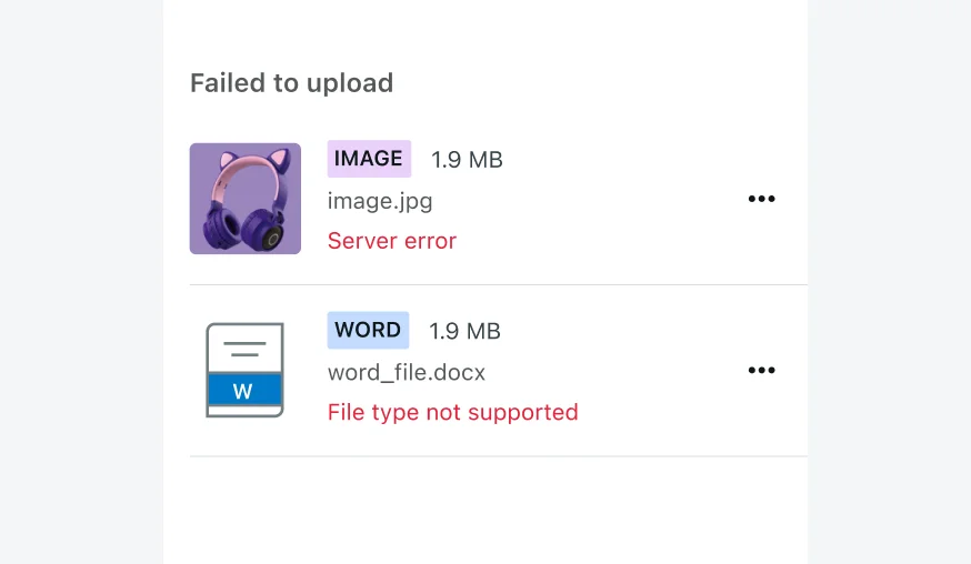 Breadcrumbs not showing in upload manager failed files.