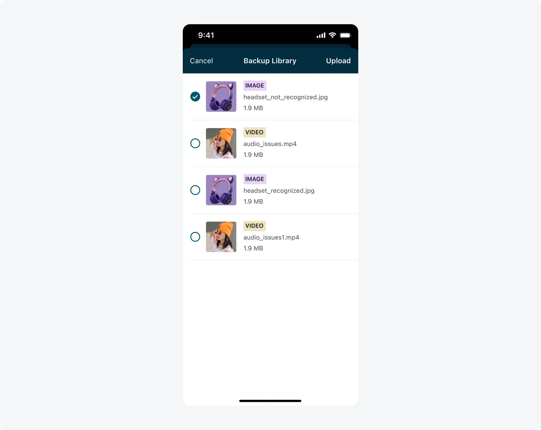 Backup library for camera attachments