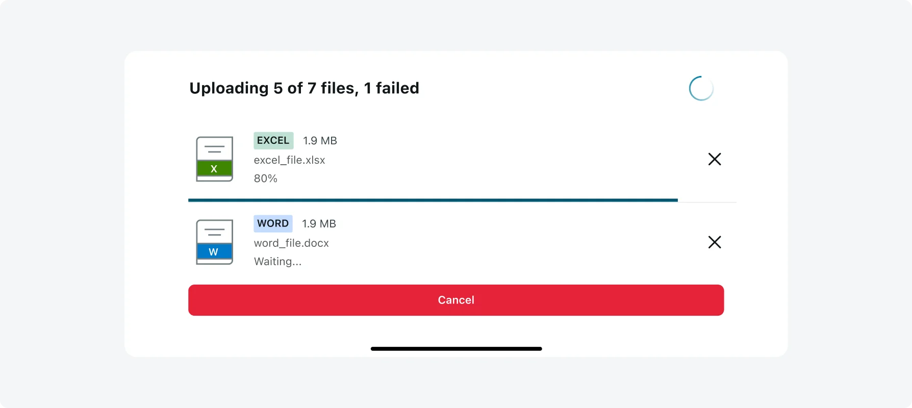 Upload manager in landscape orientation