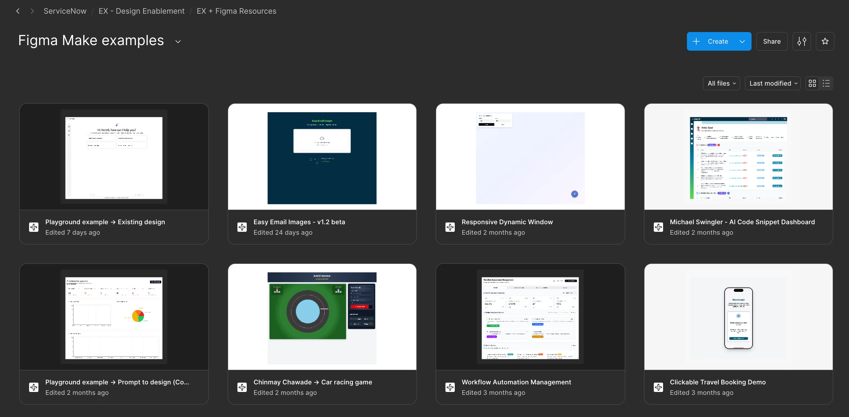 A screenshot of a Figma project with Figma Make files