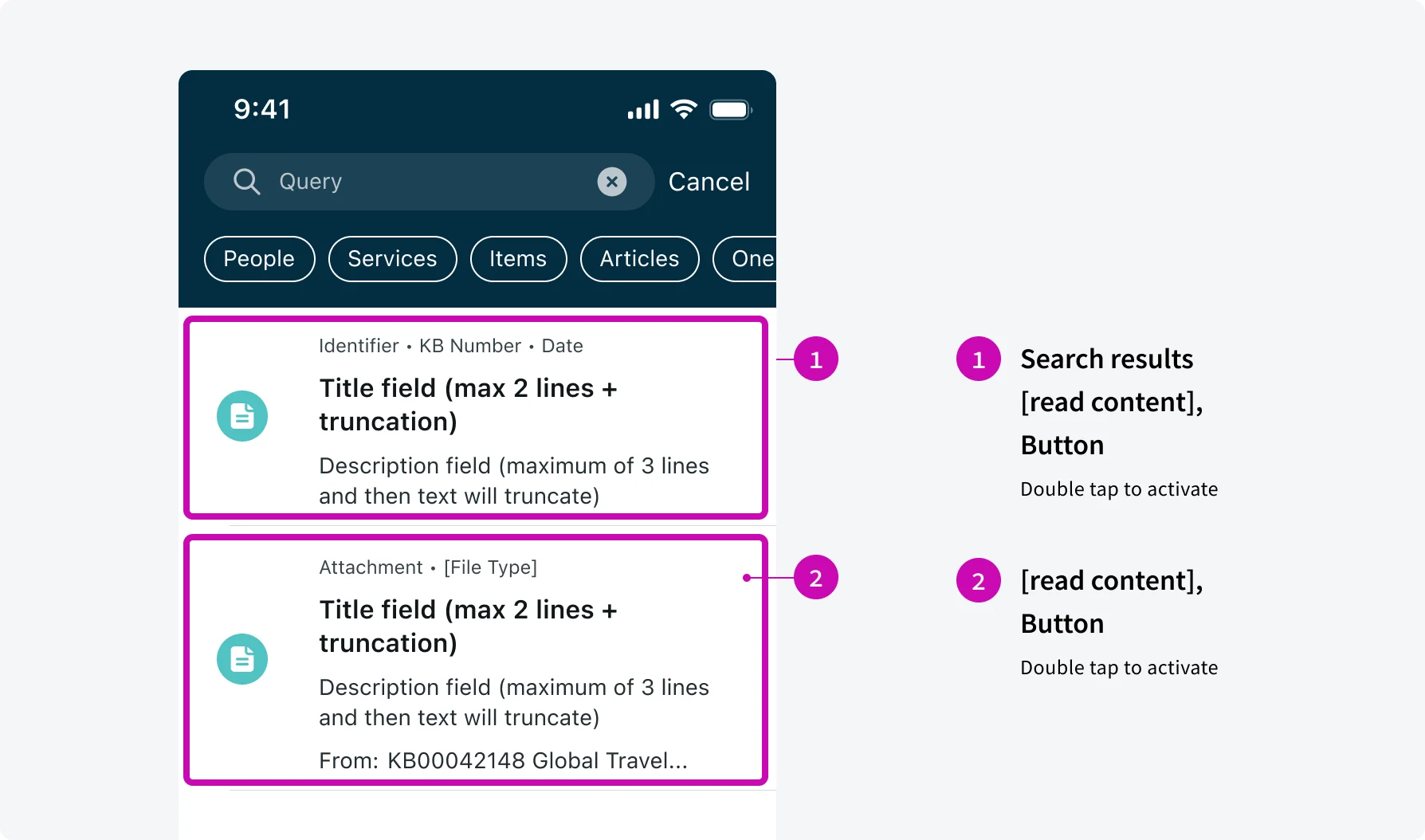 Navigation  - search results