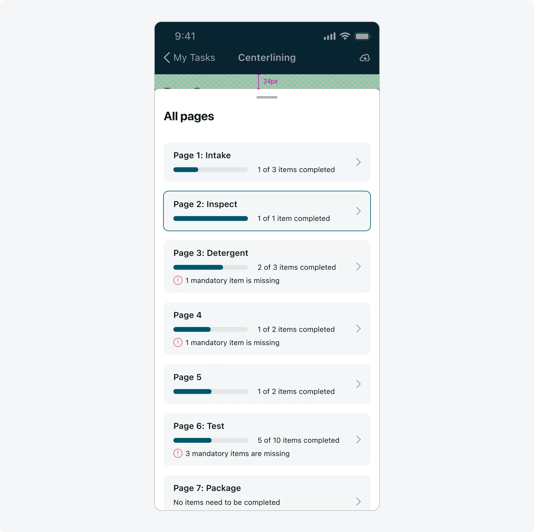 Navigation menu - alignment full open sheet