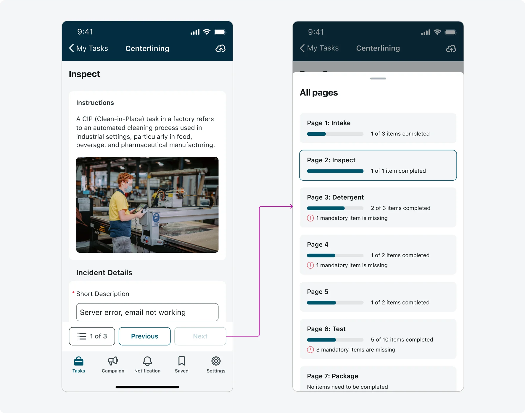 Navigation menu - configurations