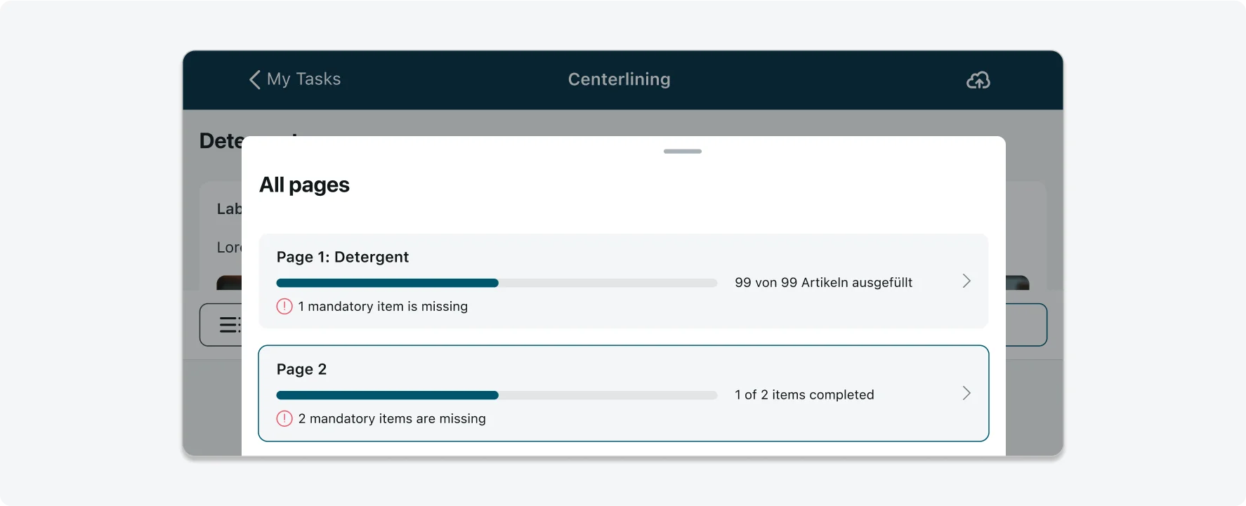 Navigation menu in landscape mode
