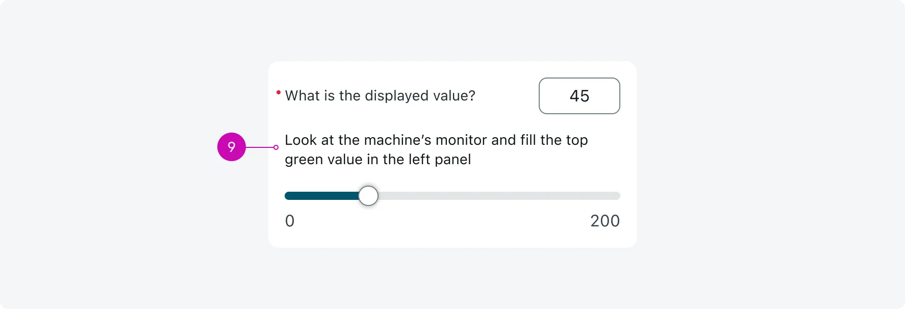 Slider input configured with description text
