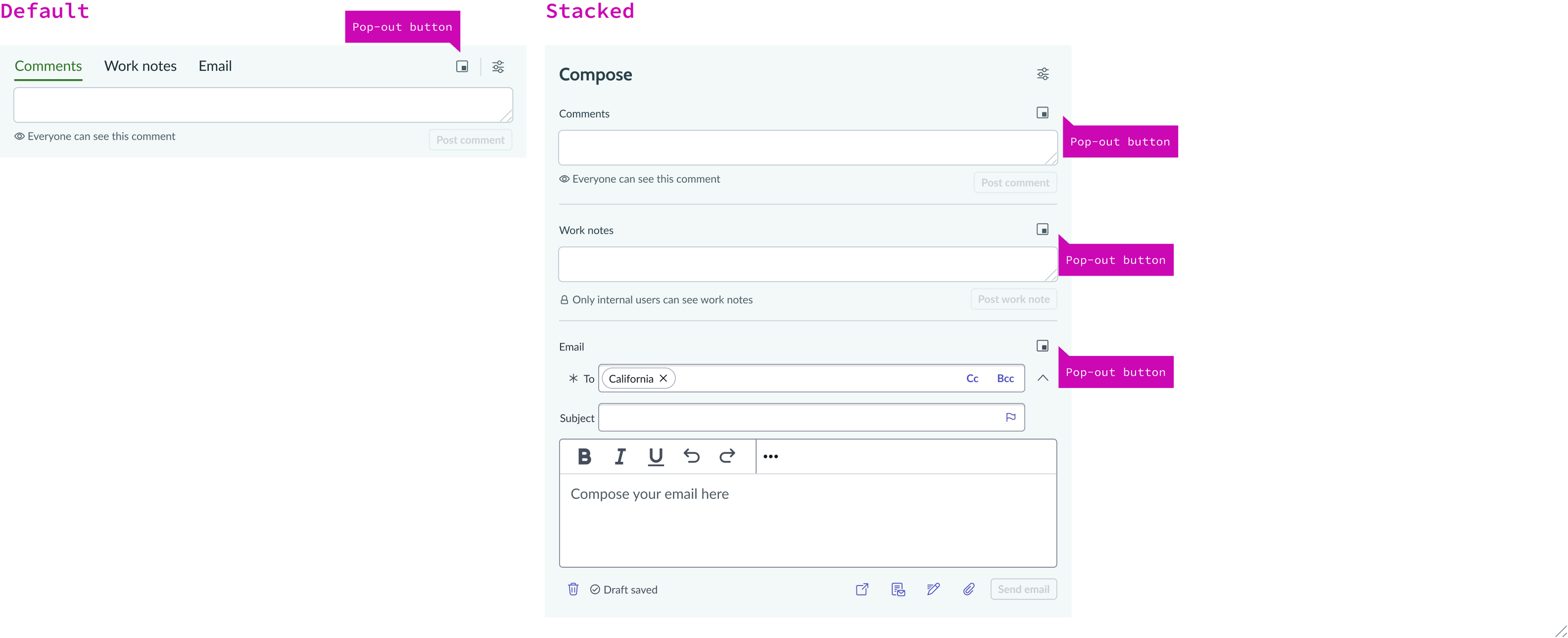 Compose pop-out button