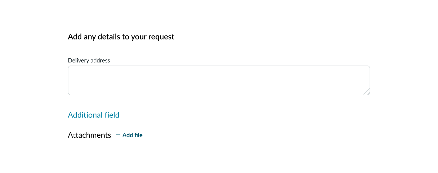 1 open optional field and 1 closed optional field in the catalog item request