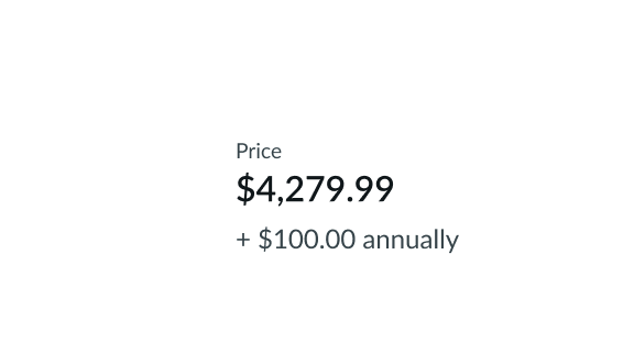 price with recurring fees in catalog item