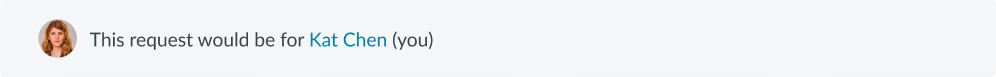 request for bar with the user's name and avatar