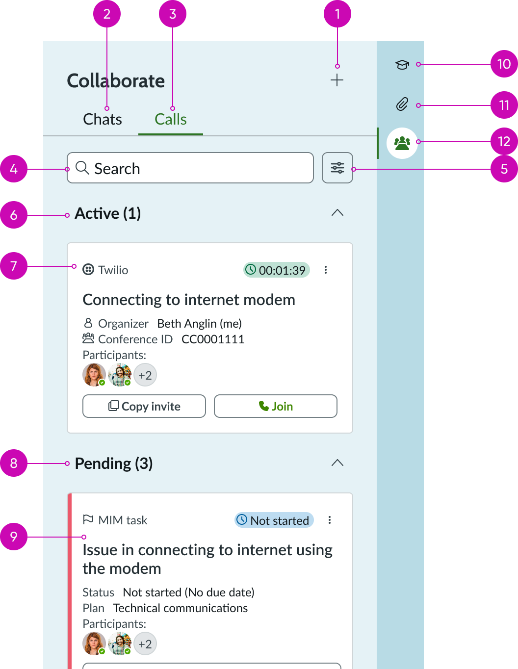Tab order for collaborate side panel
