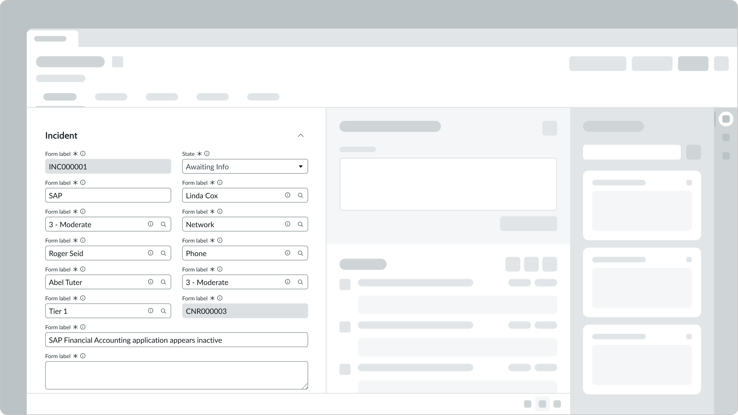 A form with the Incident section header open to show multiple fields