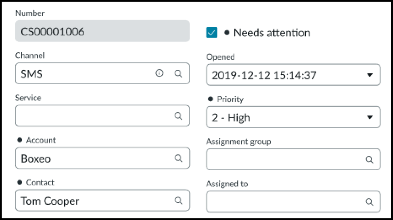 Portion of a form with a black dot to the left of the fields that have recently been updated by the user