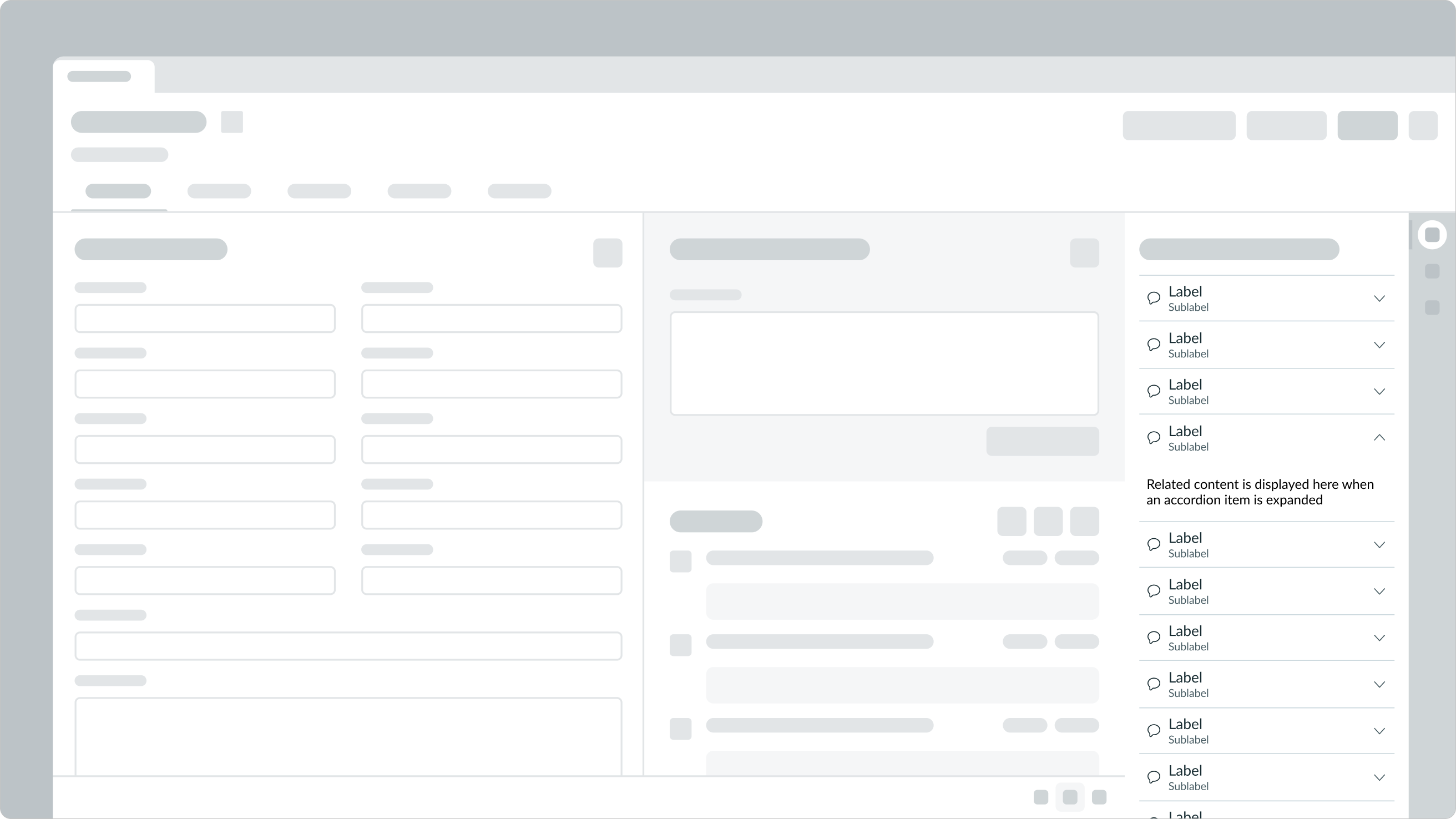 page with an accordion component places in it